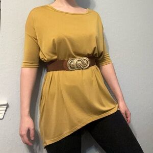 LuLaRoe Mustard Yellow Baggy Long Shirt Tunic Women’s Size XS